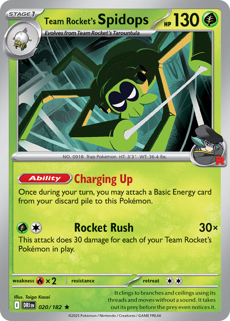 Team Rocket's Spidops - 020/182 - Holo - DESTINED RIVALS - Pokemon - | AA13-24