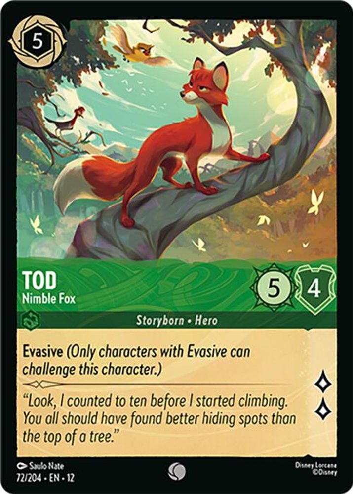 Tod - Nimble Fox - 72/204 - - WILDS UNKNOWN - Lorcana - Common | LAA01-92
