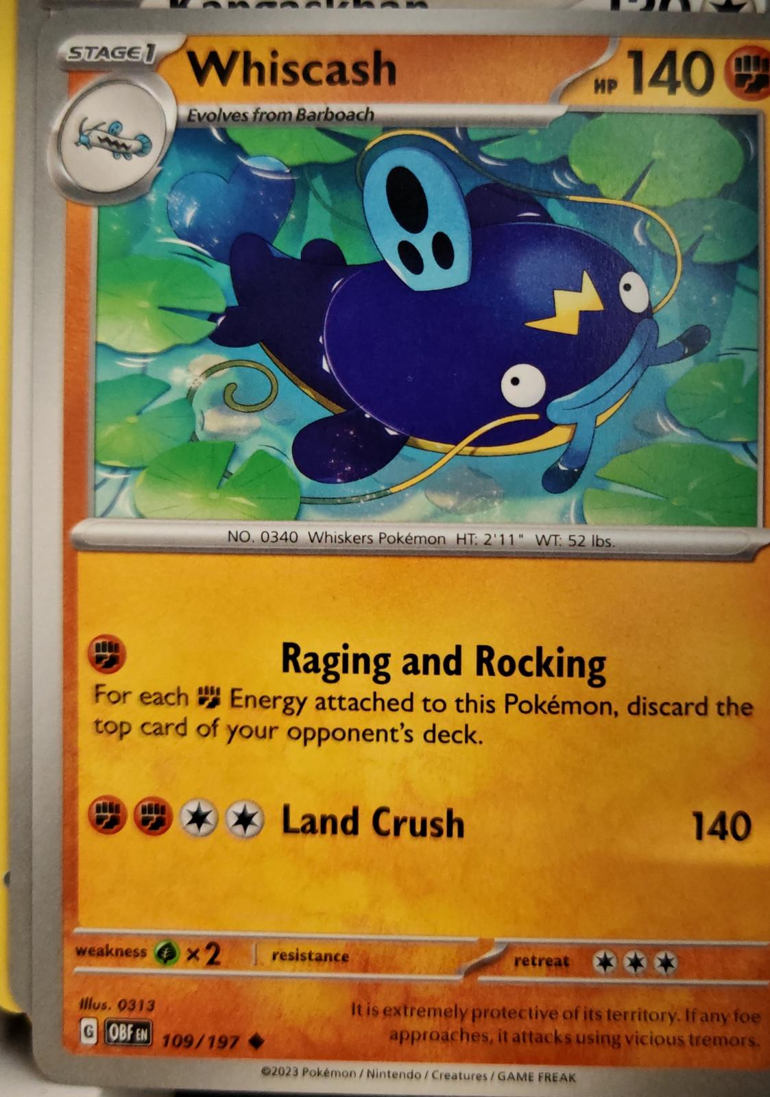 Whiscash - 109/197 - - OBSIDIAN FLAMES - Pokemon - Uncommon | AA10-87