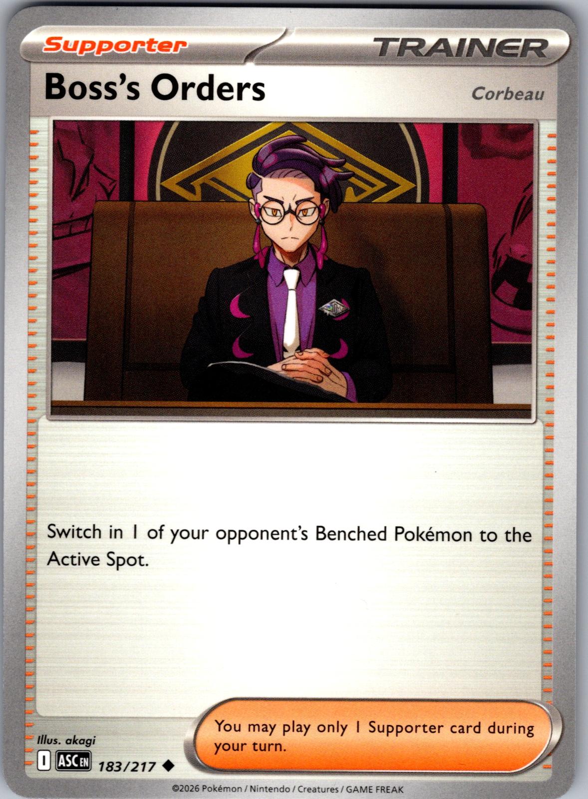 Boss's Orders [Corbeau] - 183/217 - - ASCENDED HEROES - Pokemon - | AA77-18