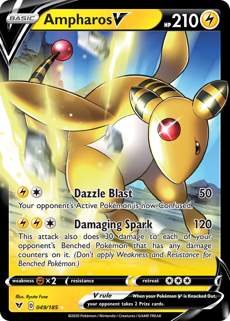 Ampharos V - 049/185 - Holo - VIVID VOLTAGE - Pokemon - V Rare | AA33-3