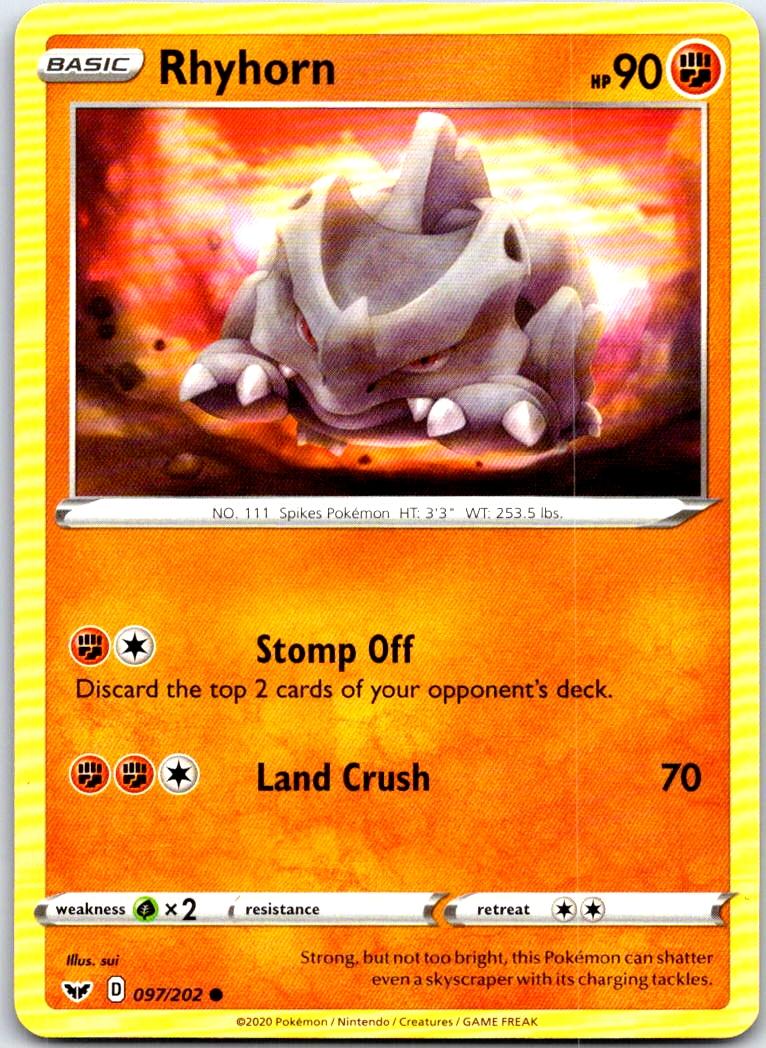 Rhyhorn - 097/202 - - SWORD & SHIELD - Pokemon - Common | AB79-46