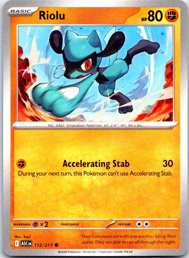 Riolu - 112/217 - - ASCENDED HEROES - Pokemon - Common | AC19-40