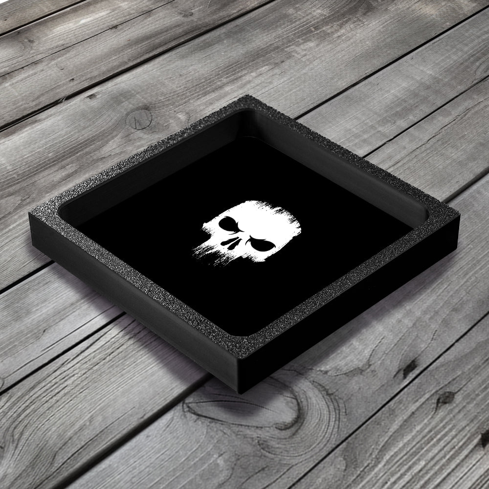 3D Printed Dice Tray - Black Skull (Warhammer Inspired) Board Game Tabletop Gaming Gifts Accessories, RPG D&D Dice