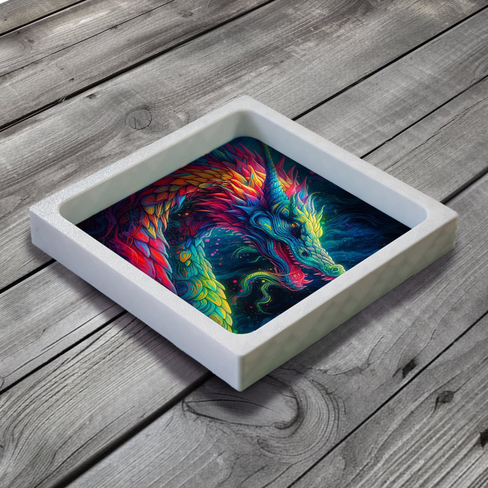 3D Printed Dice Tray - Rainbow Dragon Board Game Tabletop Gaming Gifts Accessories, RPG D&D Dice