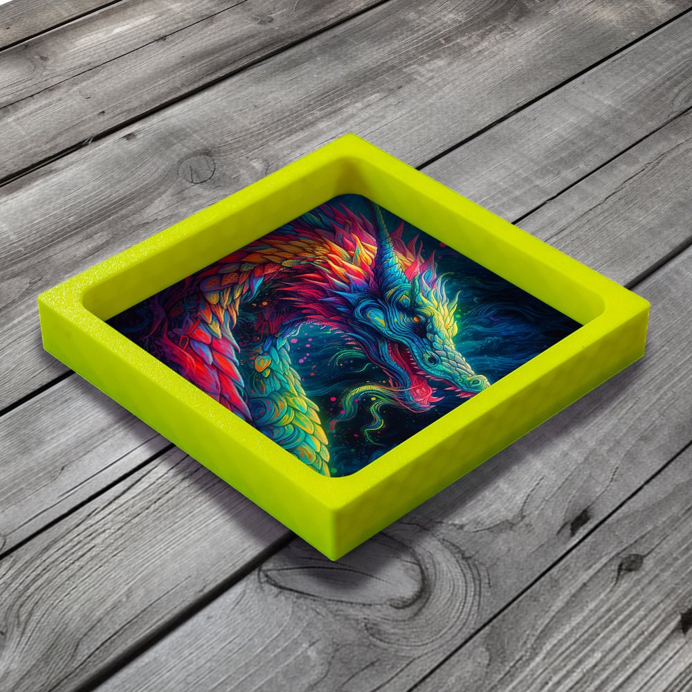 3D Printed Dice Tray - Rainbow Dragon Board Game Tabletop Gaming Gifts Accessories, RPG D&D Dice