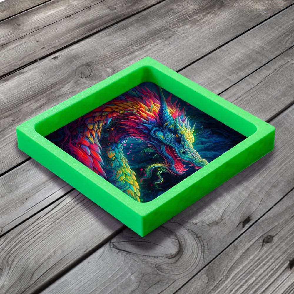 3D Printed Dice Tray - Rainbow Dragon Board Game Tabletop Gaming Gifts Accessories, RPG D&D Dice
