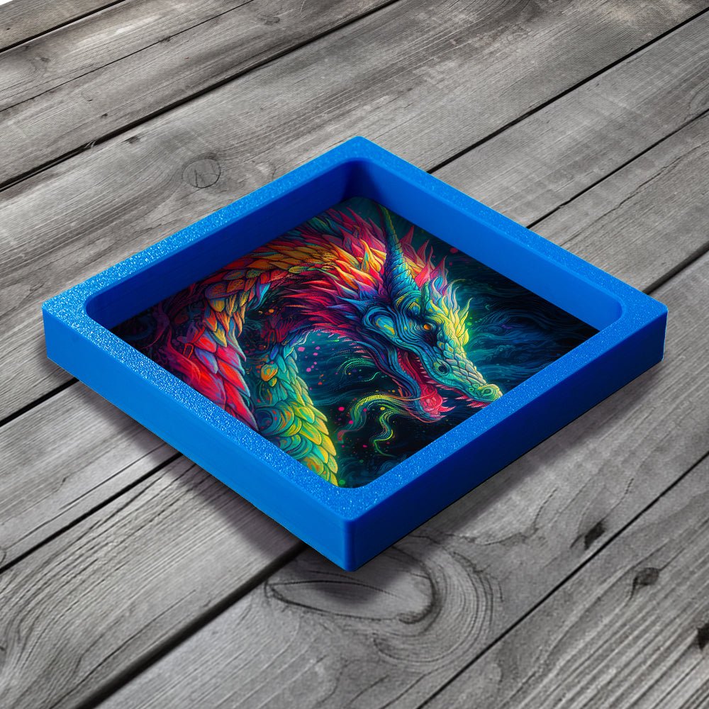 3D Printed Dice Tray - Rainbow Dragon Board Game Tabletop Gaming Gifts Accessories, RPG D&D Dice