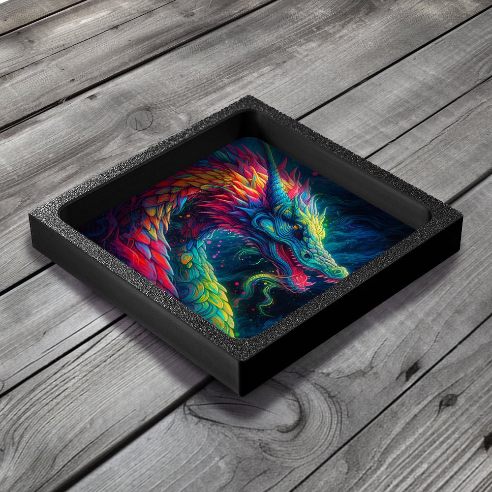 3D Printed Dice Tray - Rainbow Dragon Board Game Tabletop Gaming Gifts Accessories, RPG D&D Dice