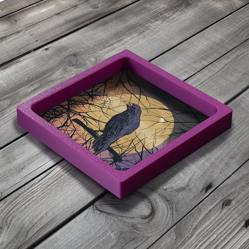 3D Printed Dice Tray - Raven in the Trees Board Game Tabletop Gaming Gifts Accessories, RPG D&D Dice