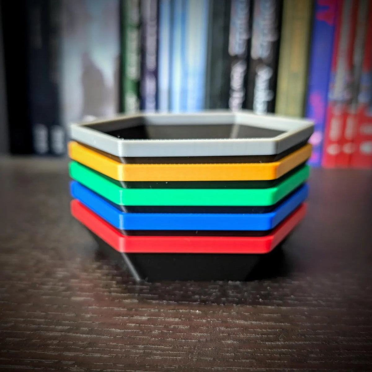 3D Printed - Set of 5 Hexagon Stacking Board Game Token Trays Board Game Tabletop Gaming Gifts Accessories, RPG D&D Dice