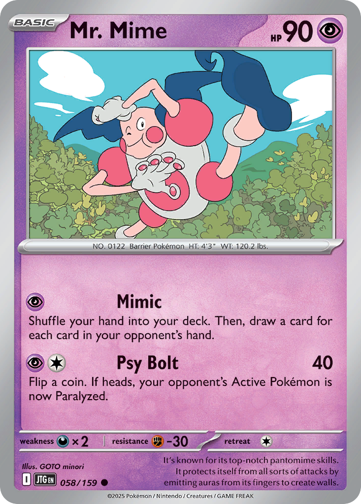 Mr. Mime - 058/159 - Reverse Holo - JOURNEY TOGETHER - Pokemon - Common | AA22-9