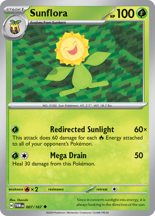 Sunflora - 007/167 - - TWILIGHT MASQUERADE - Pokemon - Uncommon | AA39-23