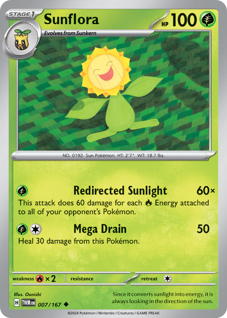 Sunflora - 007/167 - Reverse Holo - TWILIGHT MASQUERADE - Pokemon - | AA75-16