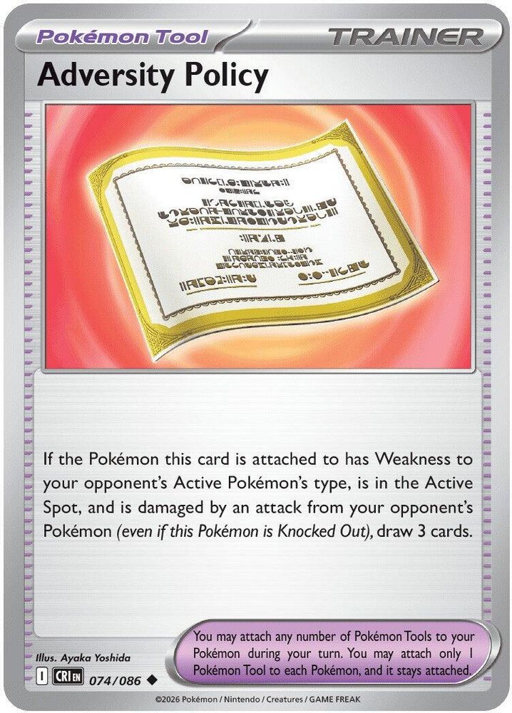 Adversity Policy - 074/086 - Reverse Holo - CHAOS RISING - Pokemon - | AA23-11