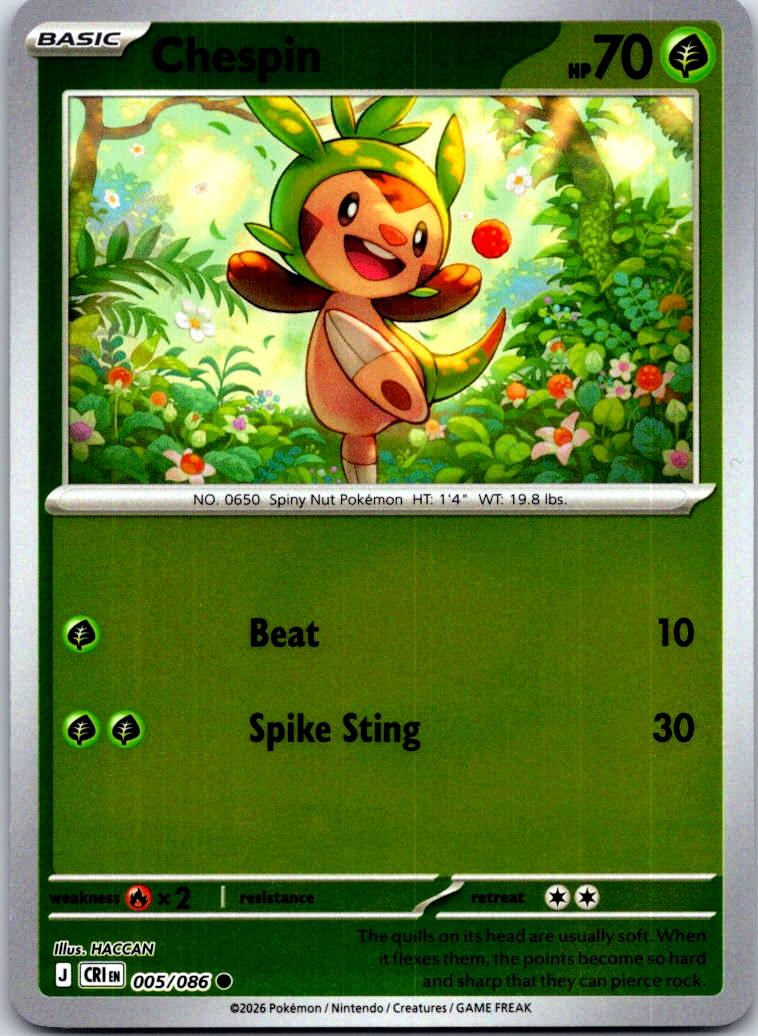 Chespin - 005/086 - - CHAOS RISING - Pokemon - Common | AA127-43