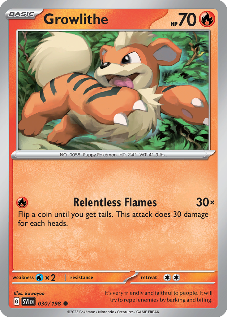 Growlithe - 030/198 - Reverse Holo - SCARLET & VIOLET - Pokemon - | AA49-7