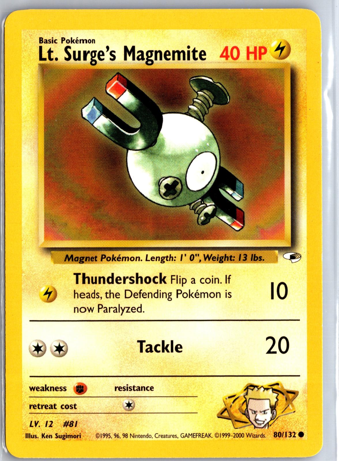 Lt. Surge's Magnemite - 80/132 - Unlimited - GYM HEROES - Pokemon - | AA99-6