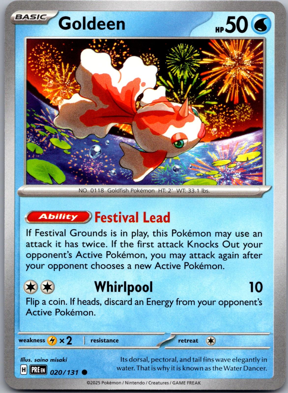 Goldeen - 020/131 - - PRISMATIC EVOLUTIONS - Pokemon - Common | AA83-45