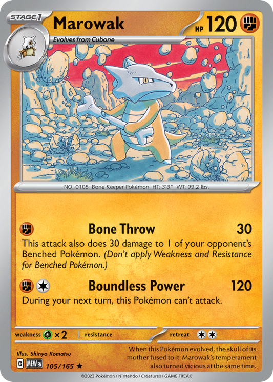 Marowak - 105/165 - Holo - 151 - Pokemon - Rare | AA20-60
