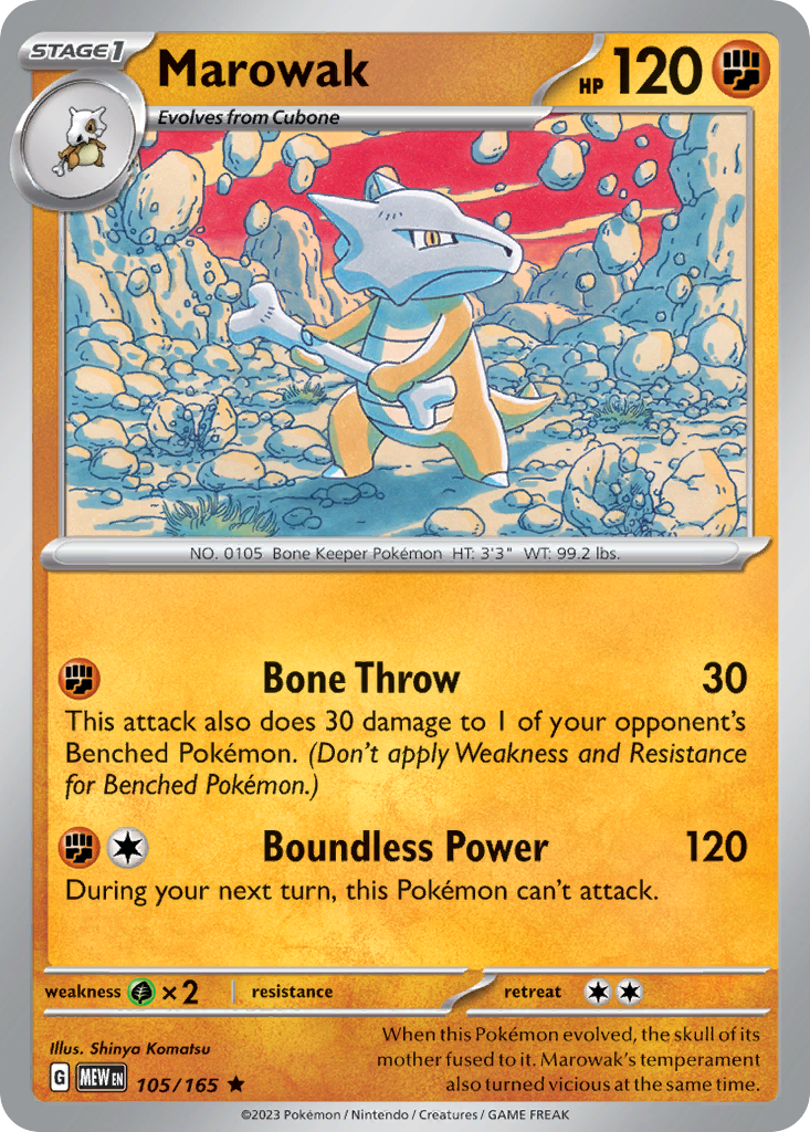Marowak - 105/165 - Holo - 151 - Pokemon - Rare | AA74-3