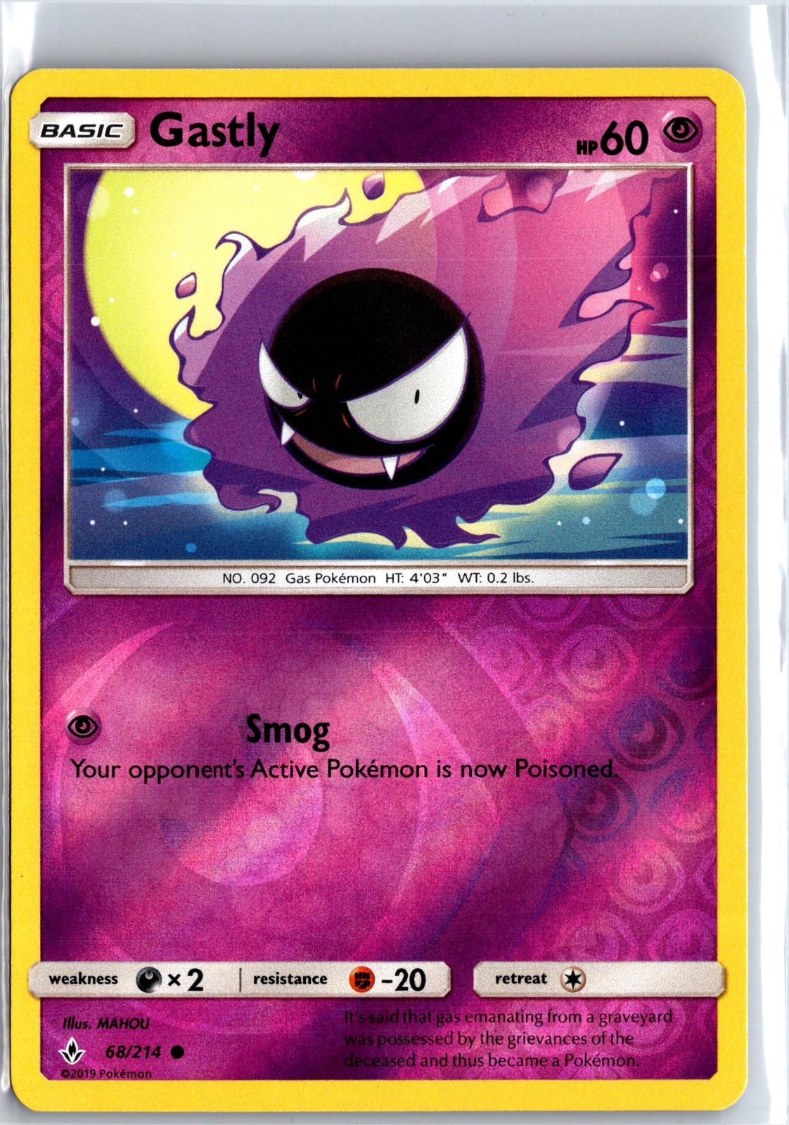 Gastly - 68/214 - Reverse Holo - UNBROKEN BONDS - Pokemon - Common | AA115-16