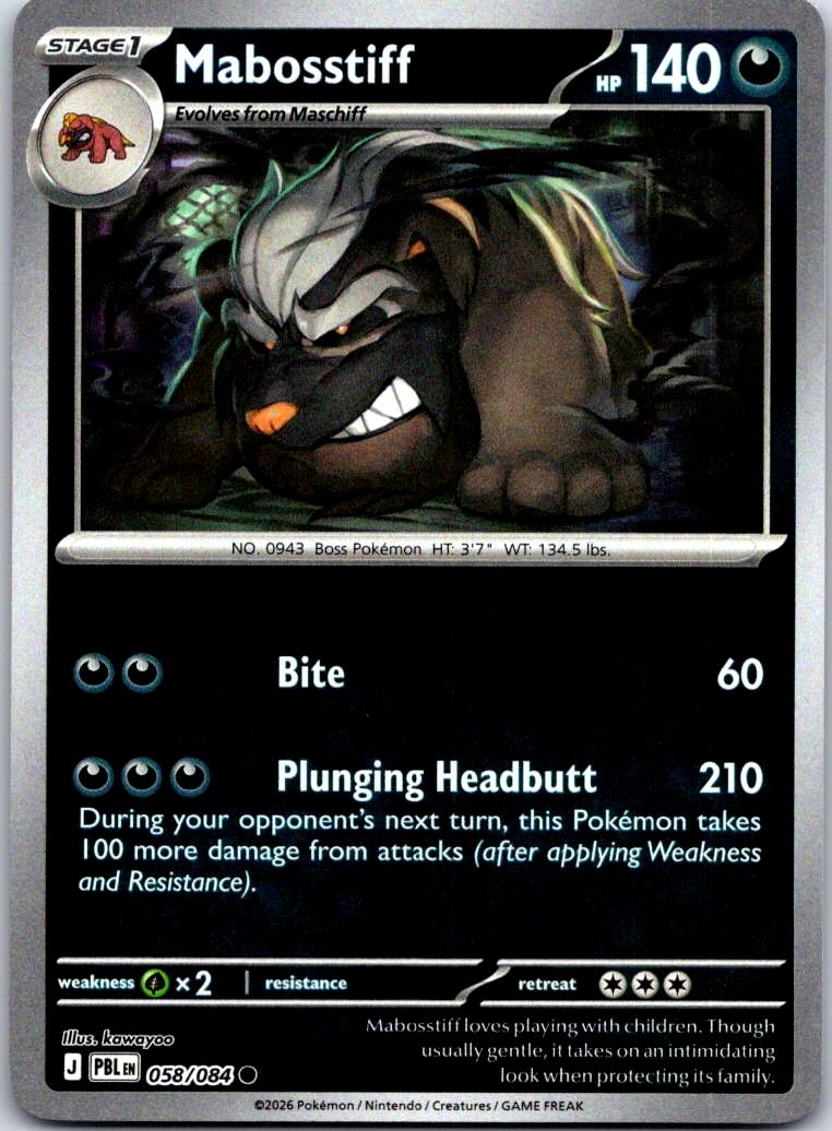 Mabosstiff - 058/084 - - PITCH BLACK - Pokemon - Common | AA127-19