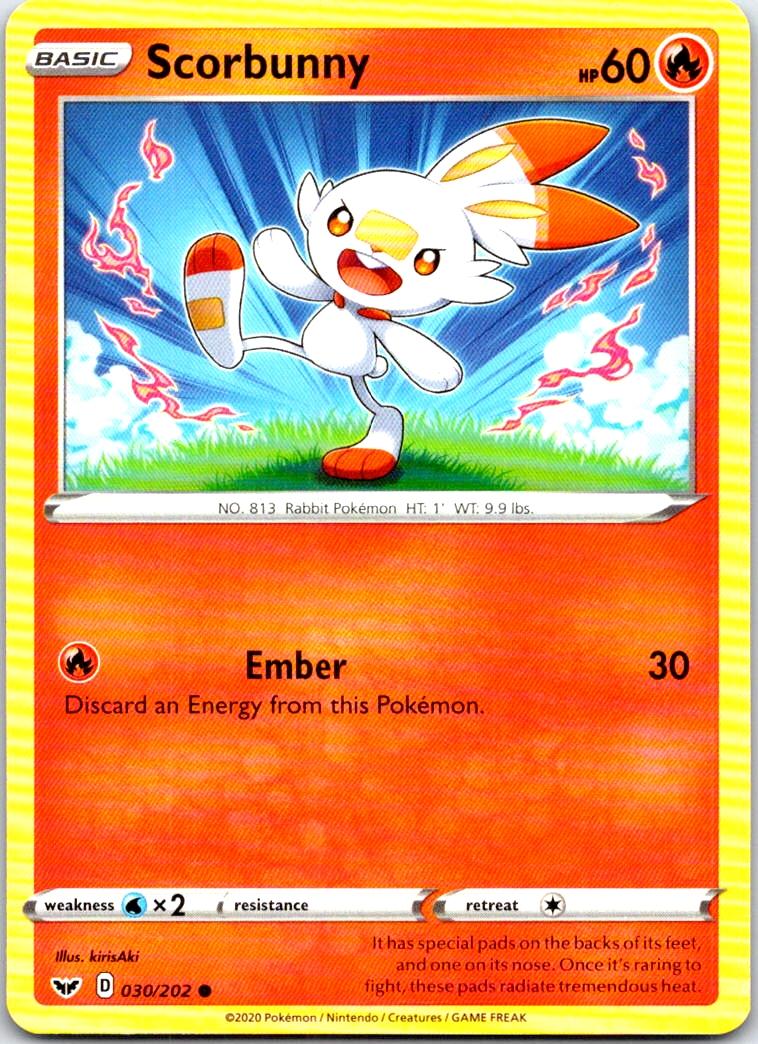 Scorbunny - 030/202 - - SWORD & SHIELD - Pokemon - Common | AB72-47