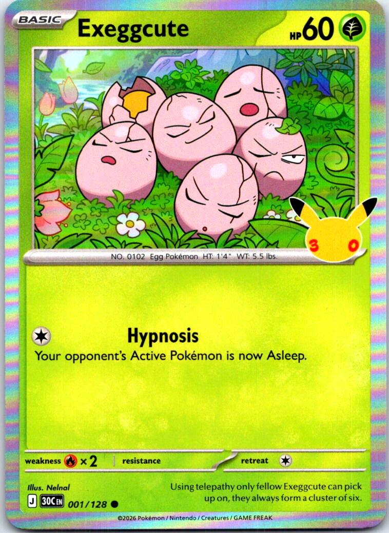 Exeggcute - 001/128 - Holo - ME: 30TH CELEBRATION - Pokemon - Common | AC31-9