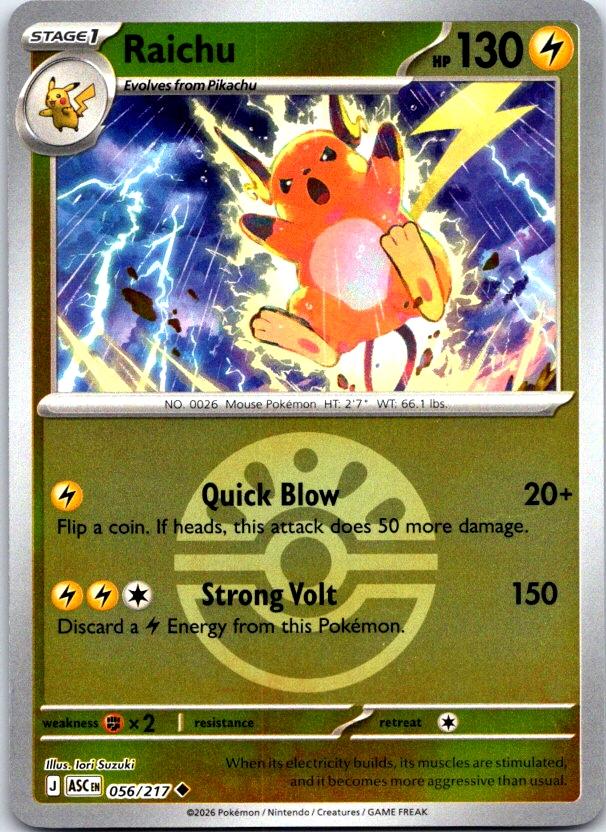 Raichu (Friend Ball) - 056/217 - Reverse Holo - ASCENDED HEROES - Pokemon - | AC26-7