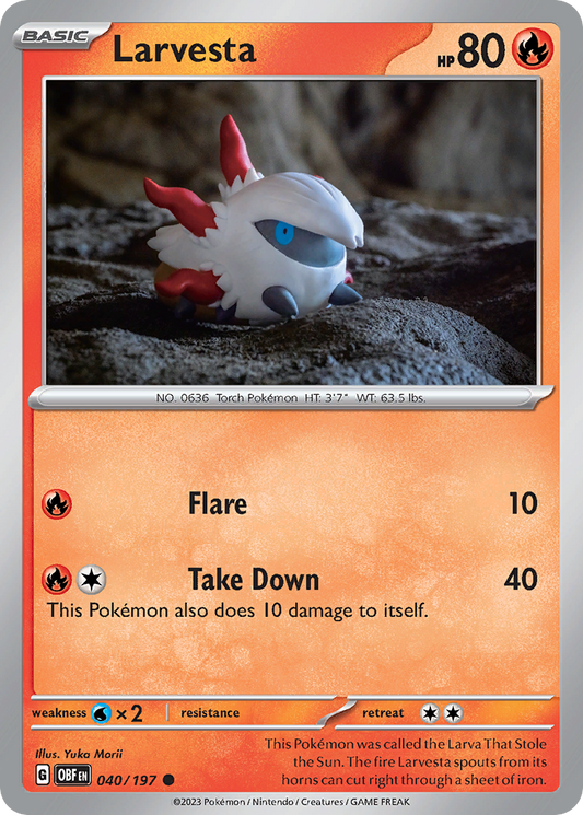 Larvesta - 040/197 - Reverse Holo - OBSIDIAN FLAMES - Pokemon - Common | AA04-31