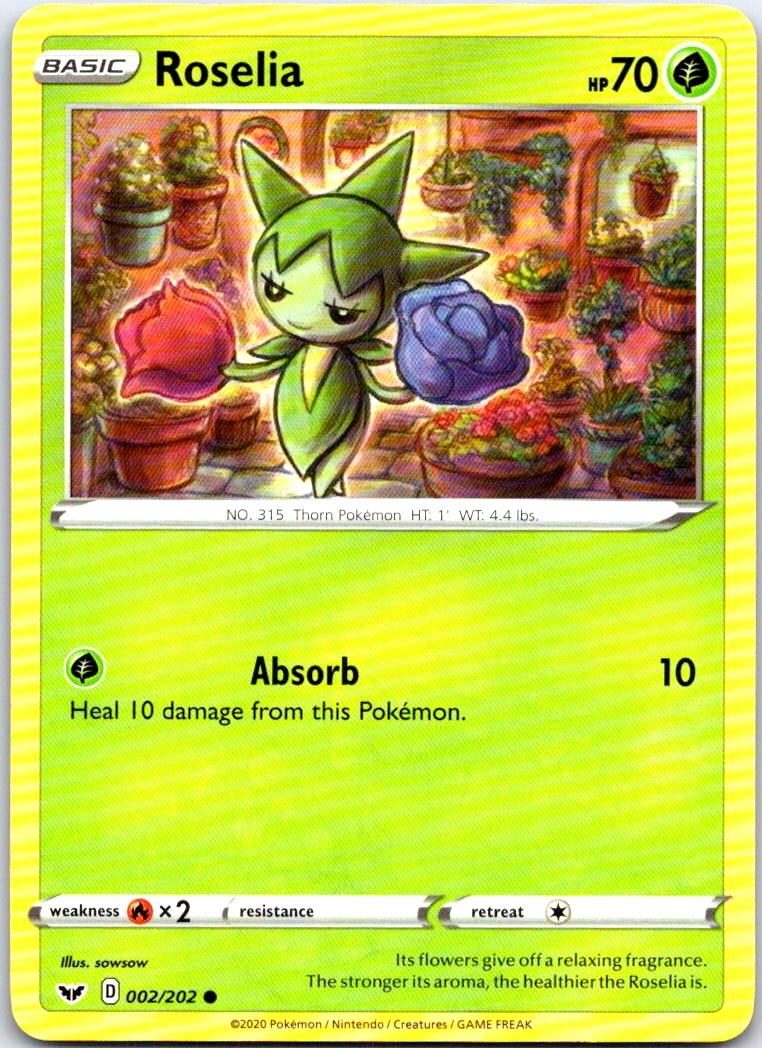 Roselia - 002/202 - - SWORD & SHIELD - Pokemon - Common | AB48-8