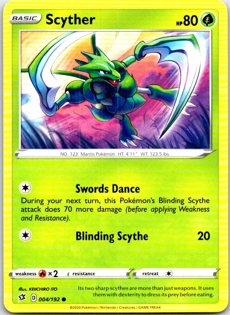 Scyther - 004/192 - - REBEL CLASH - Pokemon - Common | AB97-36
