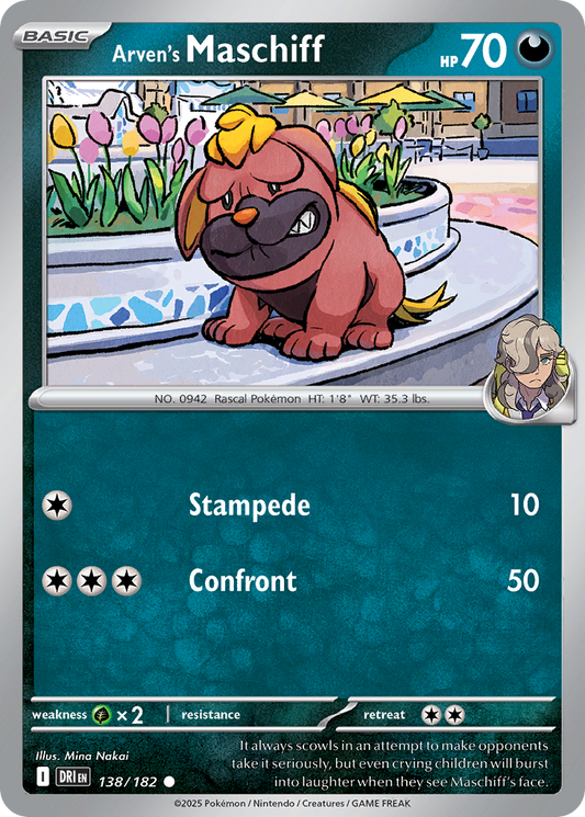 Arven's Maschiff - 138/182 - - DESTINED RIVALS - Pokemon - Common | AA12-14