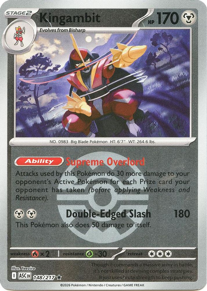 Kingambit (Quick Ball) - 148/217 - Reverse Holo - ASCENDED HEROES - Pokemon - | AA38-55