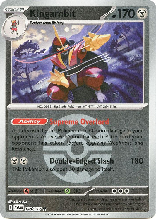 Kingambit (Quick Ball) - 148/217 - Reverse Holo - ASCENDED HEROES - Pokemon - | AA38-55