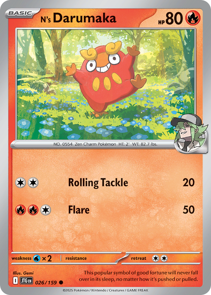 N's Darumaka - 026/159 - Reverse Holo - JOURNEY TOGETHER - Pokemon - | AA19-72