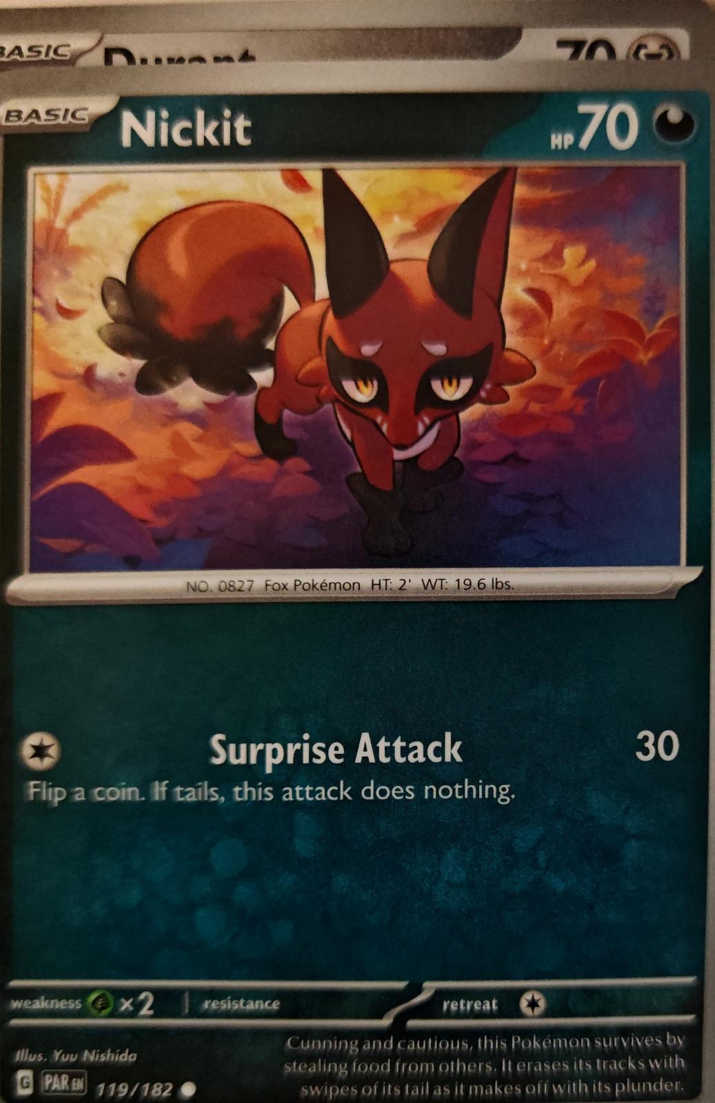 Nickit - 119/182 - - PARADOX RIFT - Pokemon - Common | AA01-83