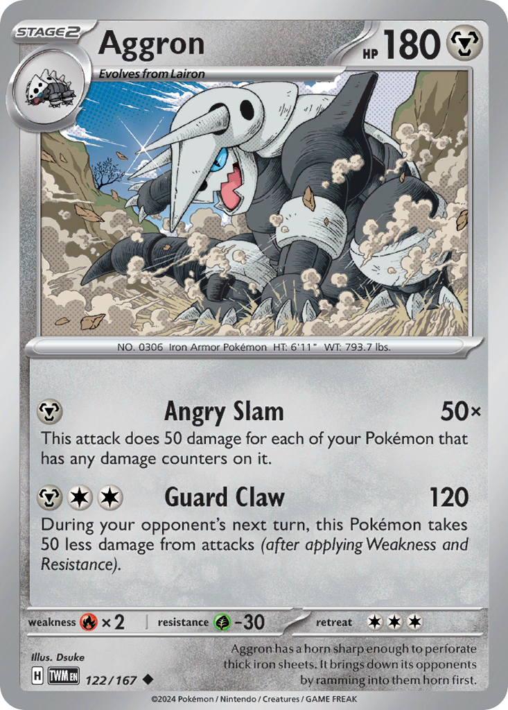 Aggron - 122/167 - - TWILIGHT MASQUERADE - Pokemon - Uncommon | AA84-2