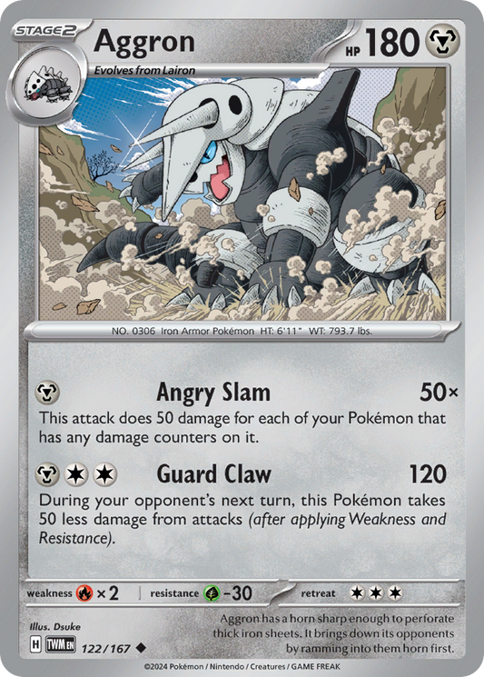Aggron - 122/167 - - TWILIGHT MASQUERADE - Pokemon - Uncommon | AA86-8