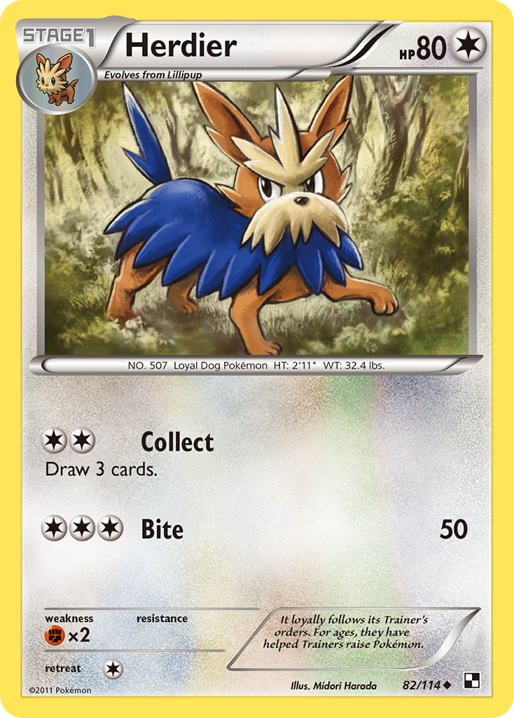 Herdier - 82/114 - - BLACK & WHITE - Pokemon - Uncommon | AA43-92