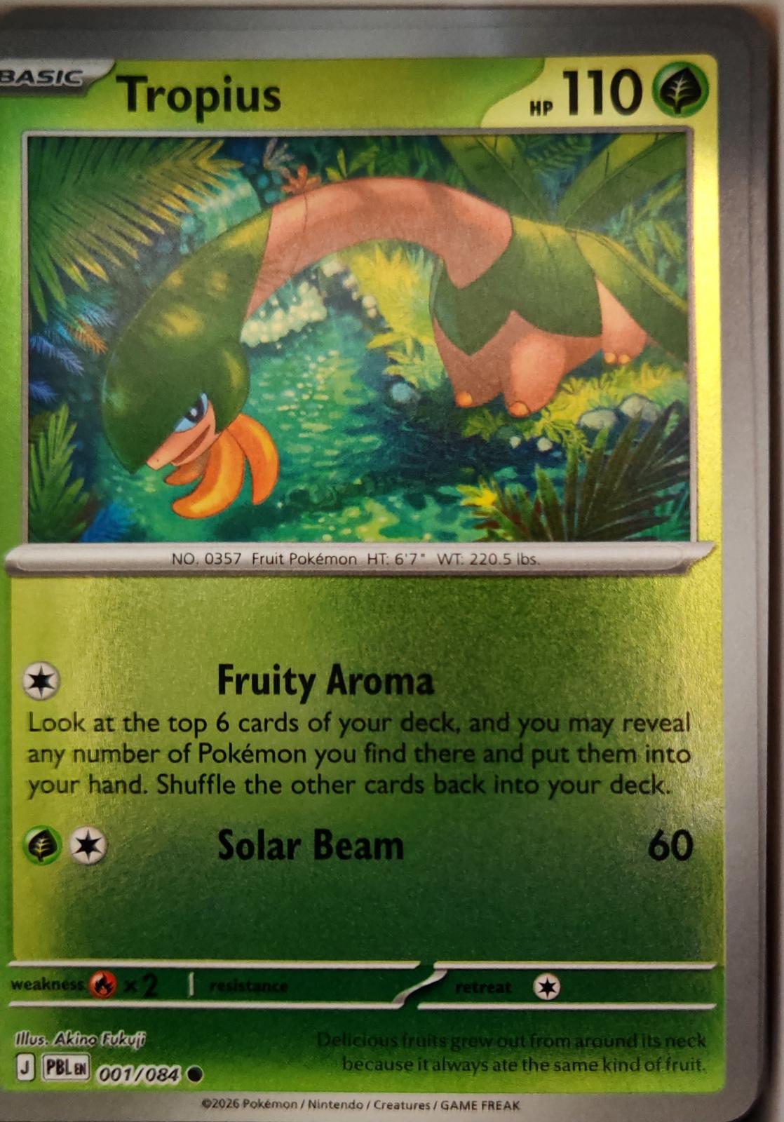Tropius - 001/084 - Reverse Holo - PITCH BLACK - Pokemon - Common | AA14-54