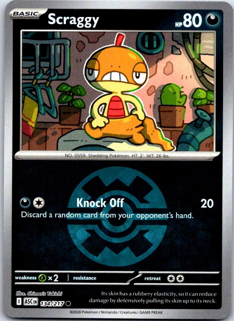 Scraggy (Quick Ball) - 134/217 - Reverse Holo - ASCENDED HEROES - Pokemon - | AA124-17