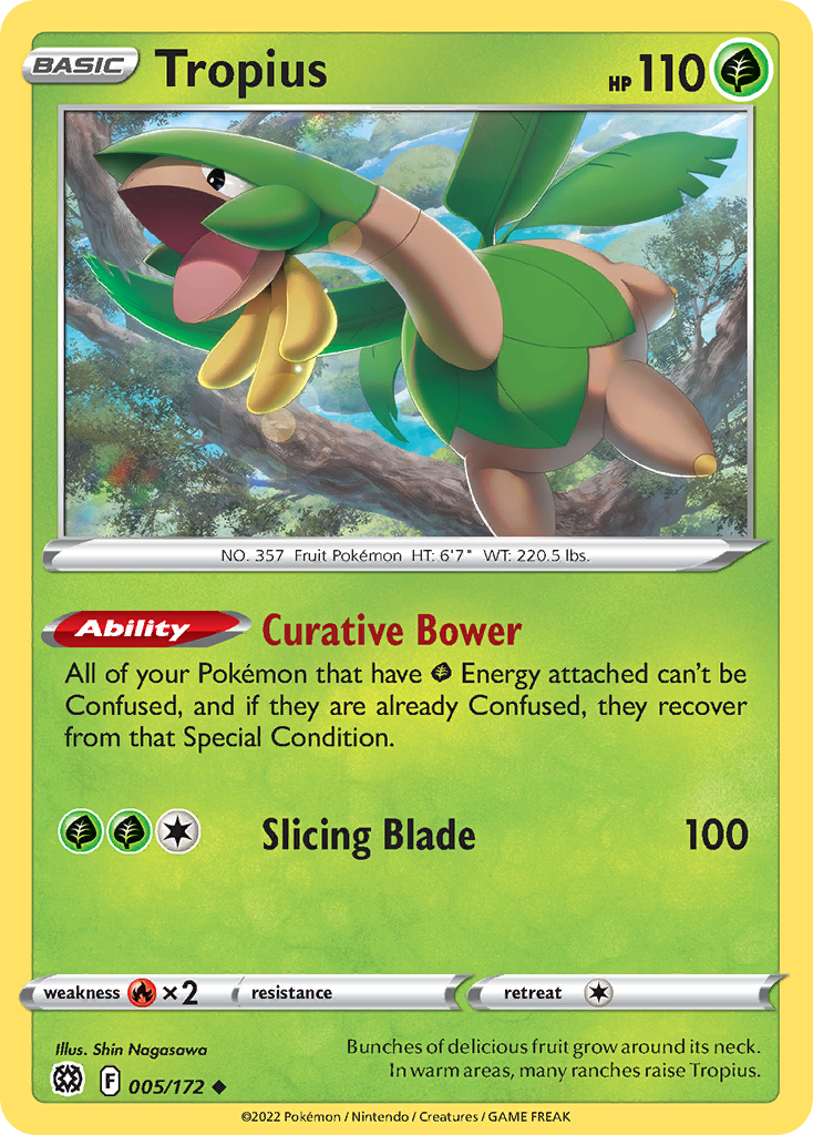 Tropius - 005/172 - Reverse Holo - BRILLIANT STARS - Pokemon - | AA22-14