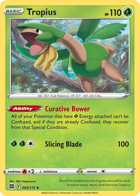 Tropius - 005/172 - Reverse Holo - BRILLIANT STARS - Pokemon - | AA22-14