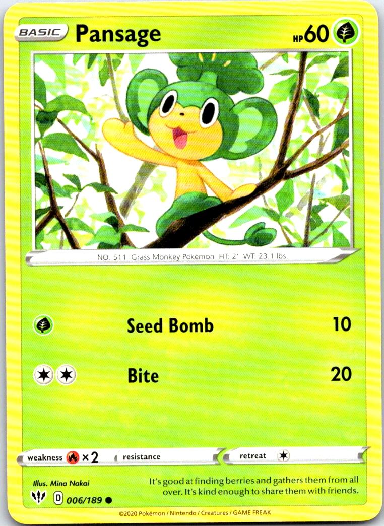 Pansage - 006/189 - - DARKNESS ABLAZE - Pokemon - Common | AB77-46