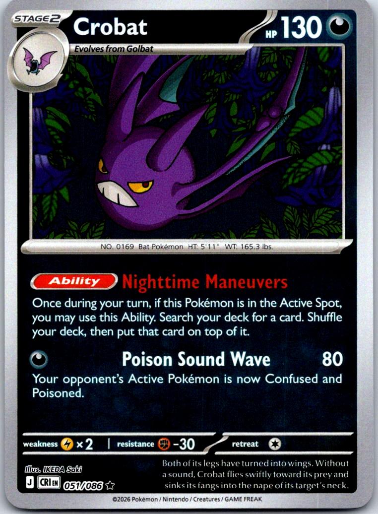 Crobat - 051/086 - Holo - CHAOS RISING - Pokemon - Rare | AA127-49