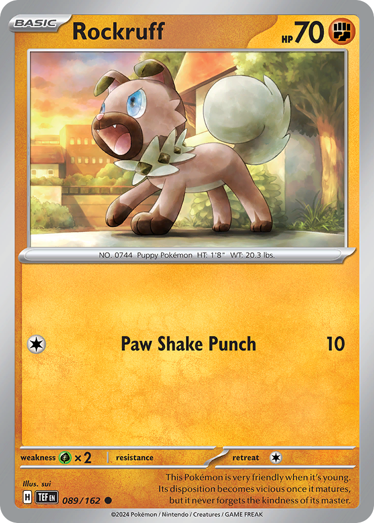 Rockruff - 089/162 - Reverse Holo - TEMPORAL FORCES - Pokemon - Common | AA26-44