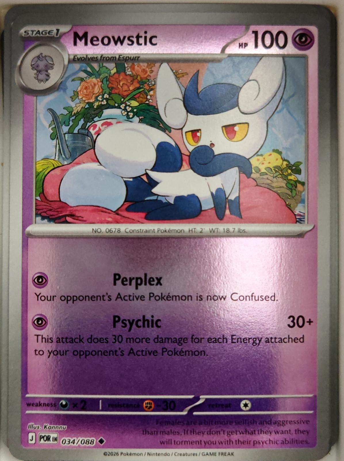 Meowstic - 034/088 - Reverse Holo - PERFECT ORDER - Pokemon - Uncommon | AA04-8