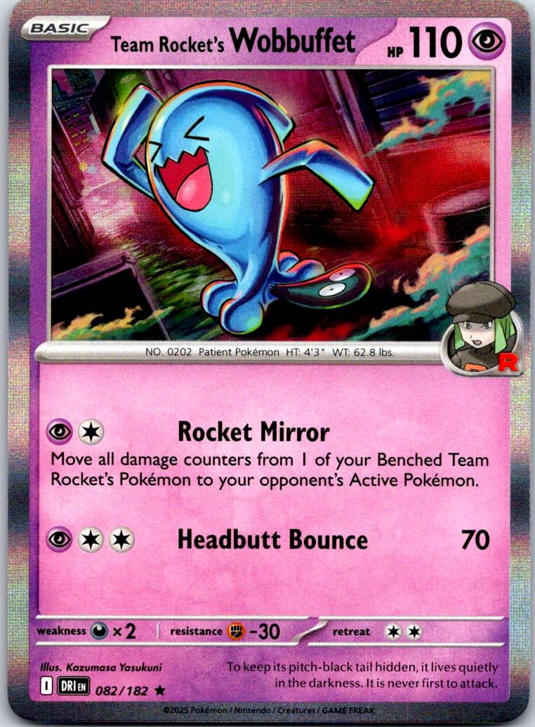 Team Rocket's Wobbuffet - 082/182 - Holo - DESTINED RIVALS - Pokemon - | AA122-23